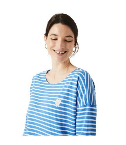 Maine Womens/Ladies Stripe 3/4 Sleeve Top (Blue) - UTDH6370