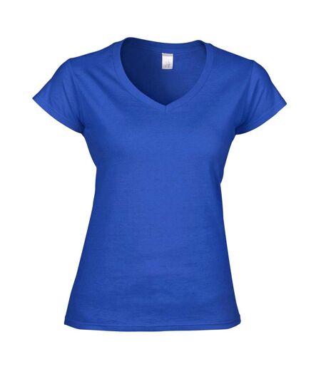 T-shirt À Manches Courtes Et Col En V Femme Bleu Royal Gildan