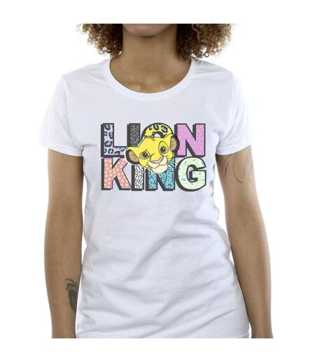 Disney T-shirt en coton avec logo à motif du Roi Lion - Femme/Ladies (Blanc) - UTBI25284