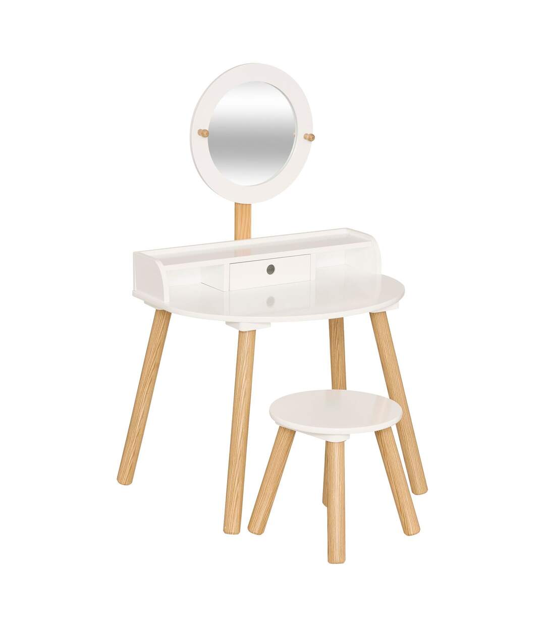 Coiffeuse avec tabouret enfant BELLA - Blanc-1
