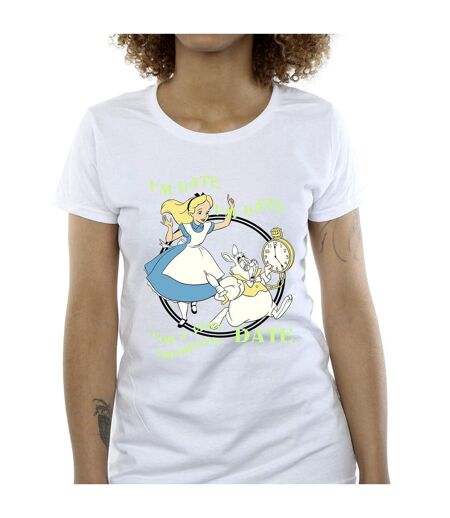 Disney T-shirt en coton Femme/Ladies Alice In Wonderland I'm Late (Blanc) - UTBI6968