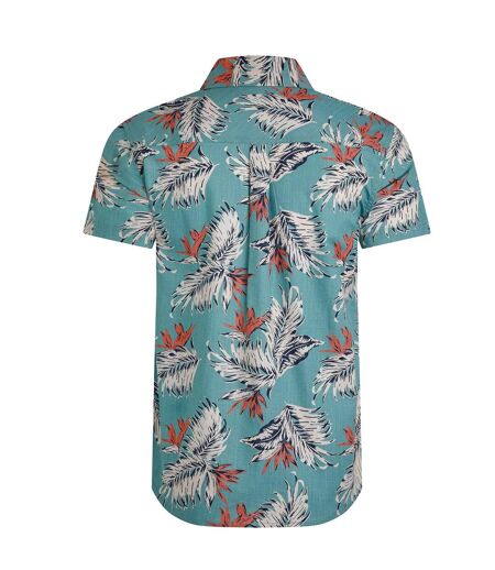 Mens faraway leaves organic cotton shirt mineral blue Weird Fish