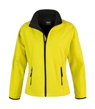 Womens/ladies soft shell jacket yellow/black Result Core