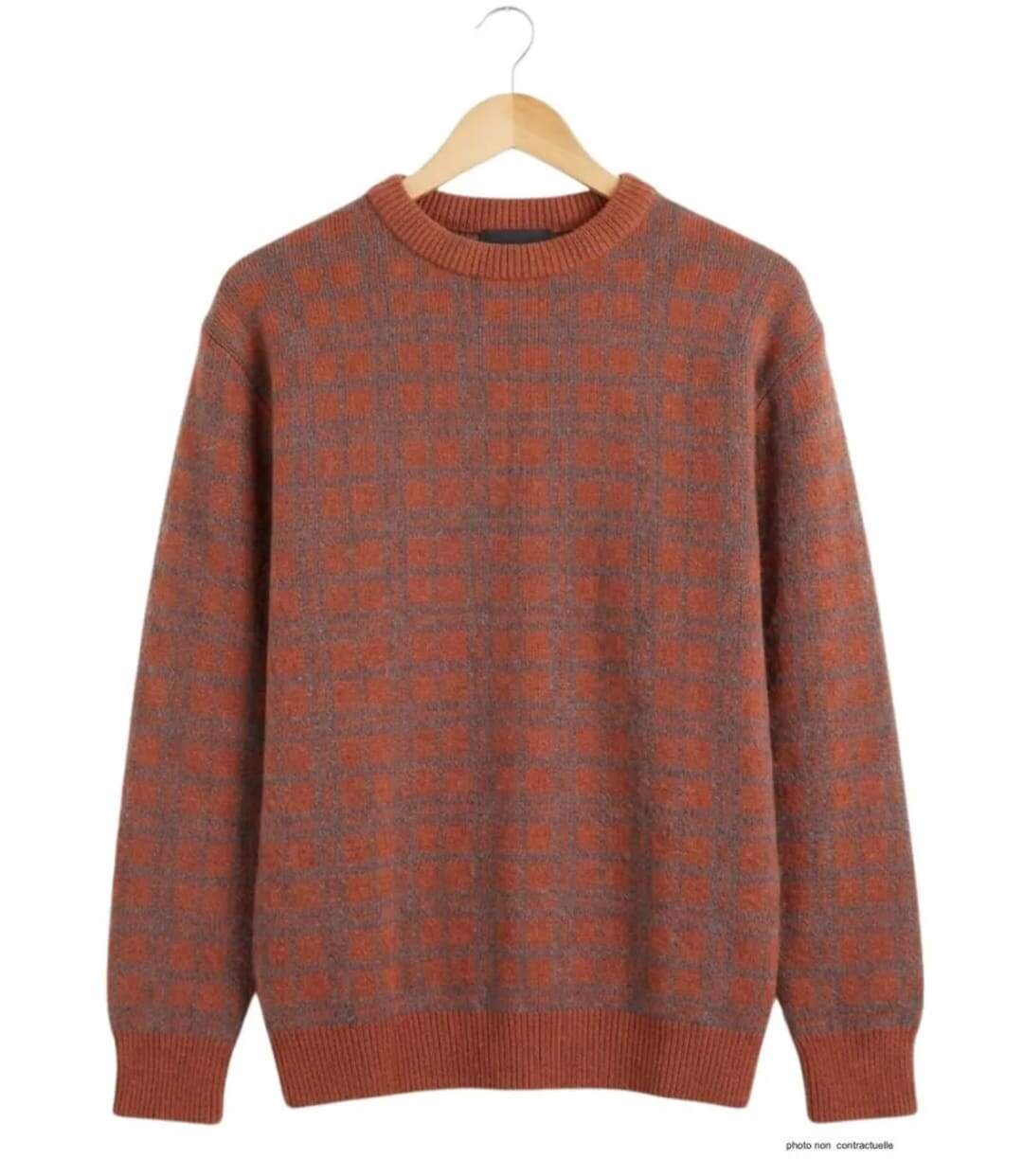 Pull Jacquard MAYFLOWER RH077T - Maille 30% laine Orange Tomette & Acier : confort et style-2