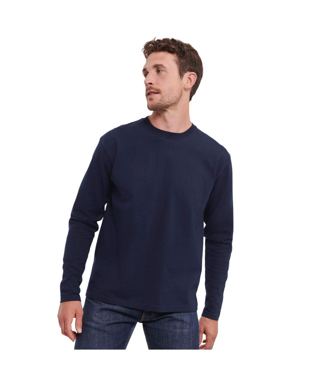 T-shirt Manches Longues Authentic Homme Bleu Marine Français Russell-1