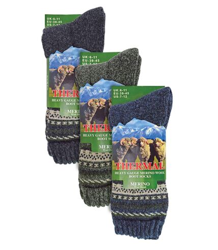 Sock Snob - 3 Pairs Mens Thick Merino Wool Socks