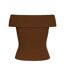 Womens/ladies Fitted Sleeveless  Top Chocolate Bardot-2