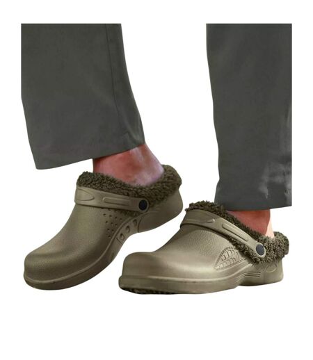 Mens Sherpa Lined Water Repellent Garden Clogs Khaki Green Atlas For Men