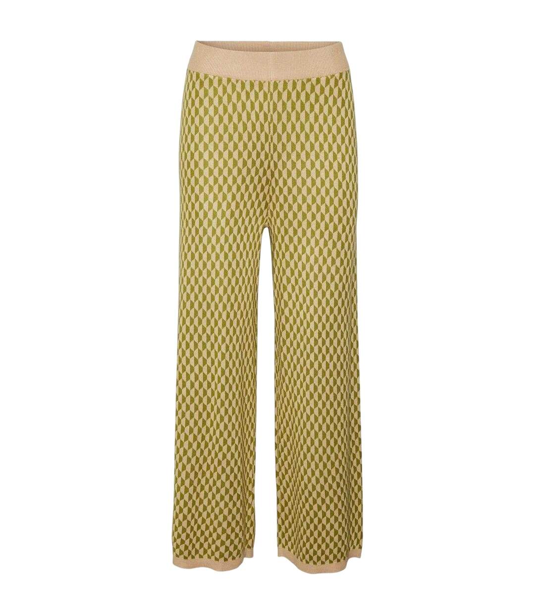 Womens/ladies Urina Ribbed Geometric High Waist Trousers Woodbine Vero Moda-2