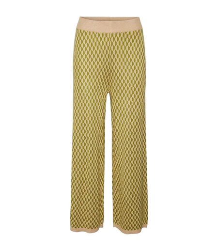 Womens/ladies Urina Ribbed Geometric High Waist Trousers Woodbine Vero Moda