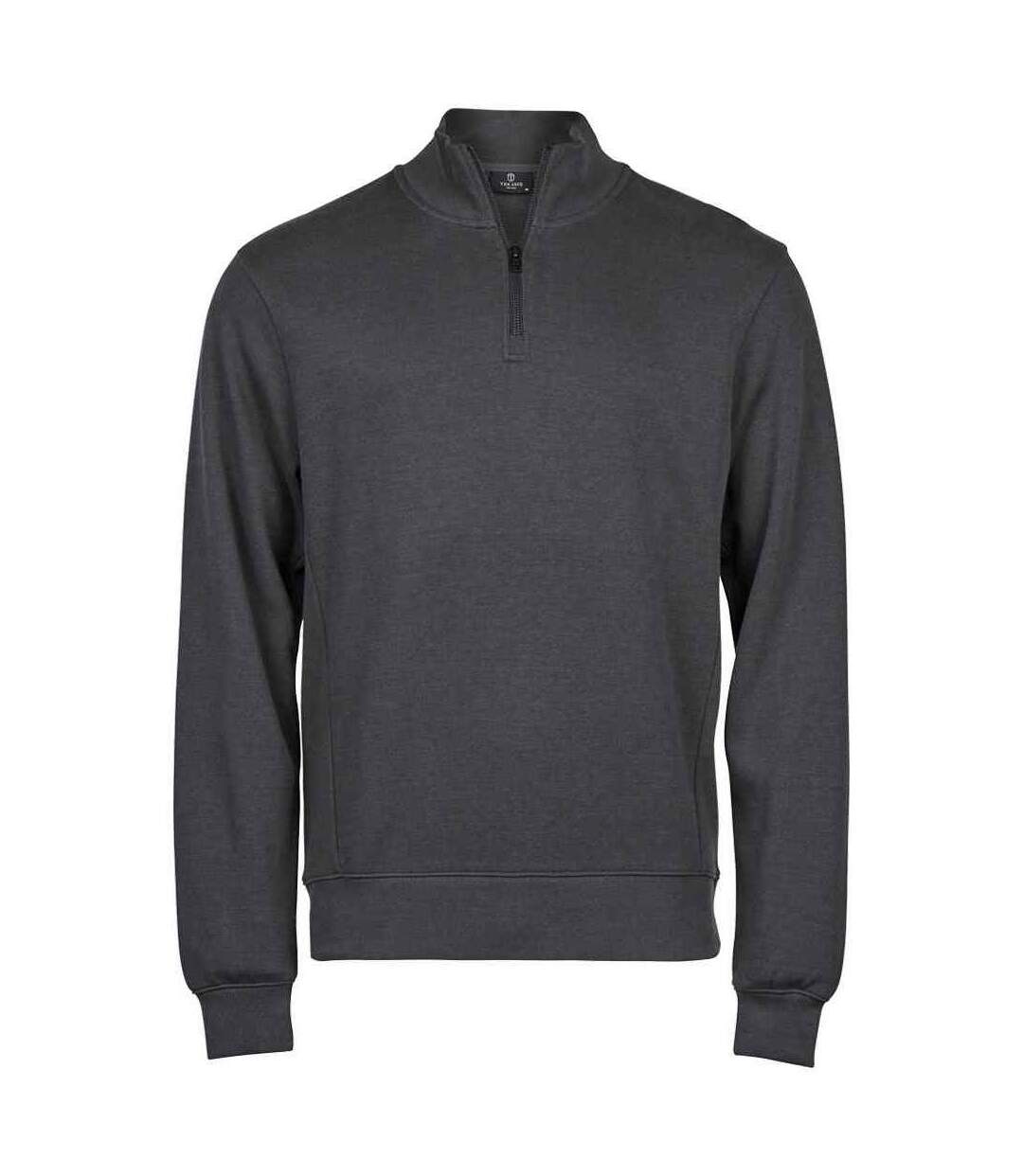 Mens ribber interlock half zip sweatshirt dark grey Tee Jays