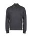 Tee Jays Mens Ribber Interlock Half Zip Sweatshirt (Dark Grey) - UTPC6451