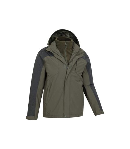 Mens District Extreme 3 In 1 Waterproof Jacket Khaki Green Mountain Warehouse