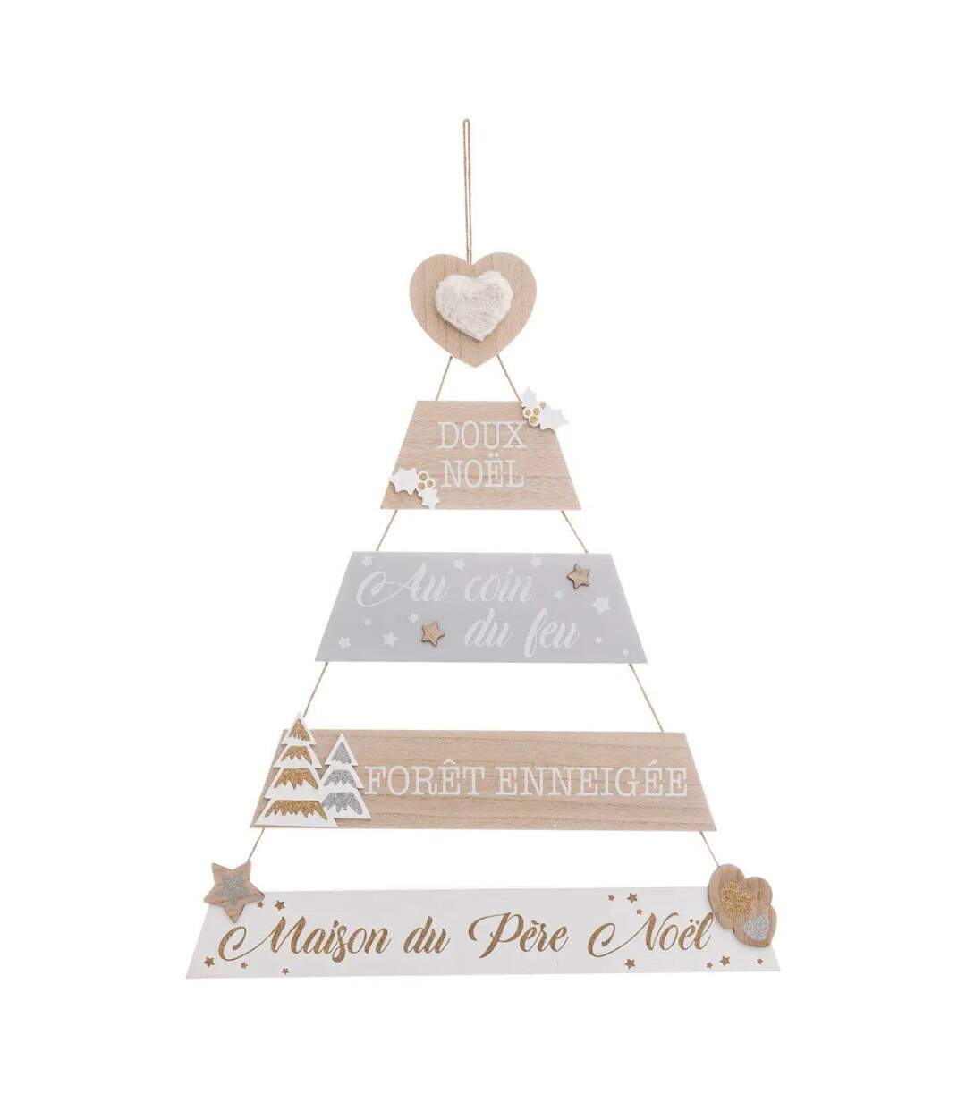 Pancarte de Noël Sapin Laponie 70cm Beige-1