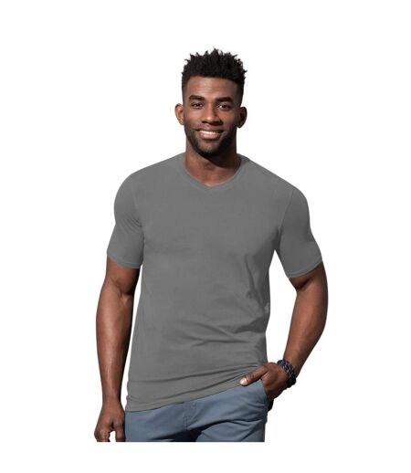 T-shit Col V Homme Gris Ardoise Stedman