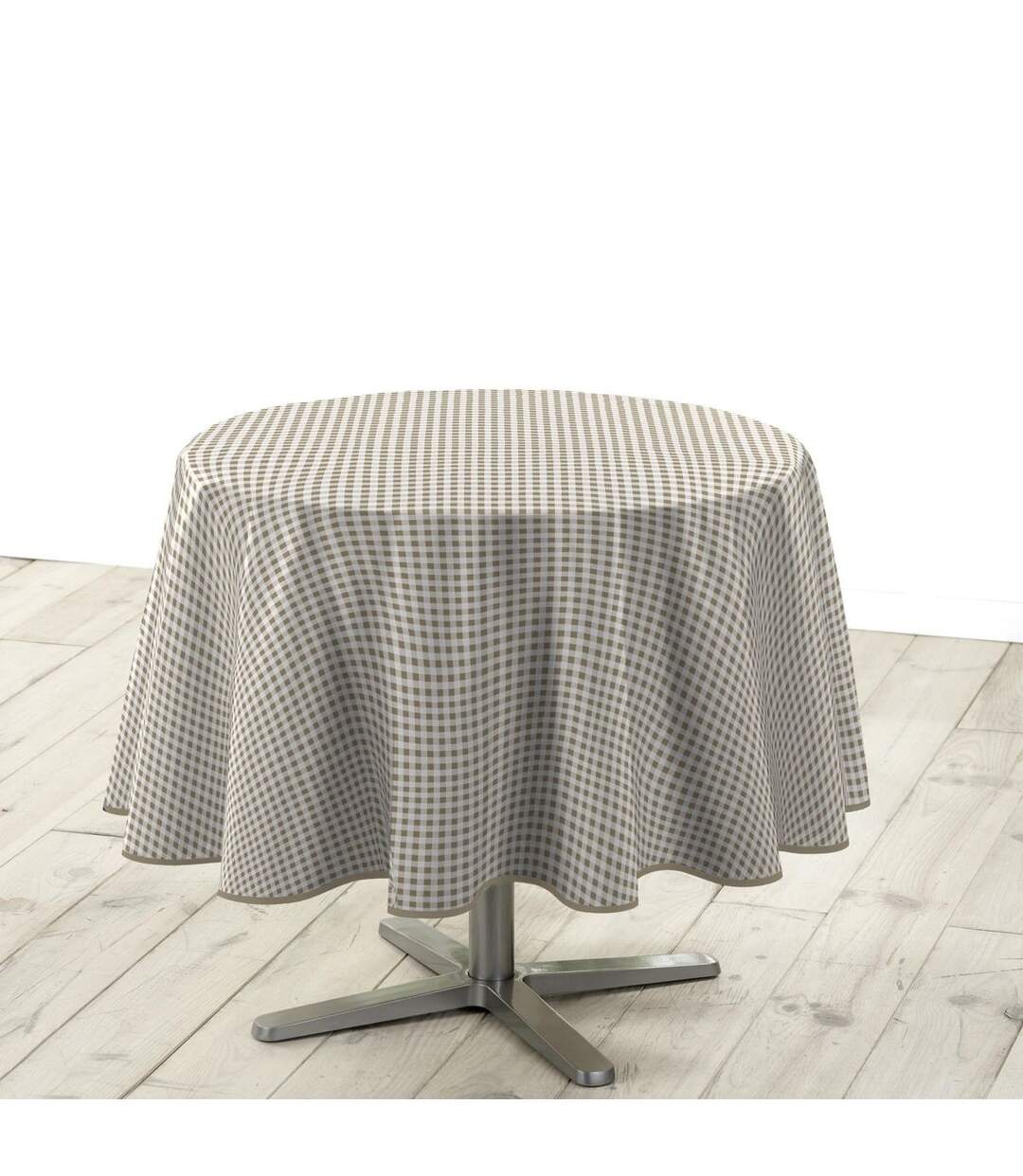 Nappe Ronde Mini Vichy 160cm Naturel-1