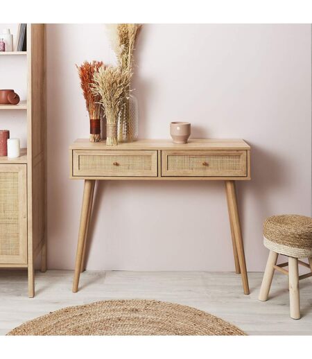 Console Bali à 2 tiroirs effet cannage - Beige