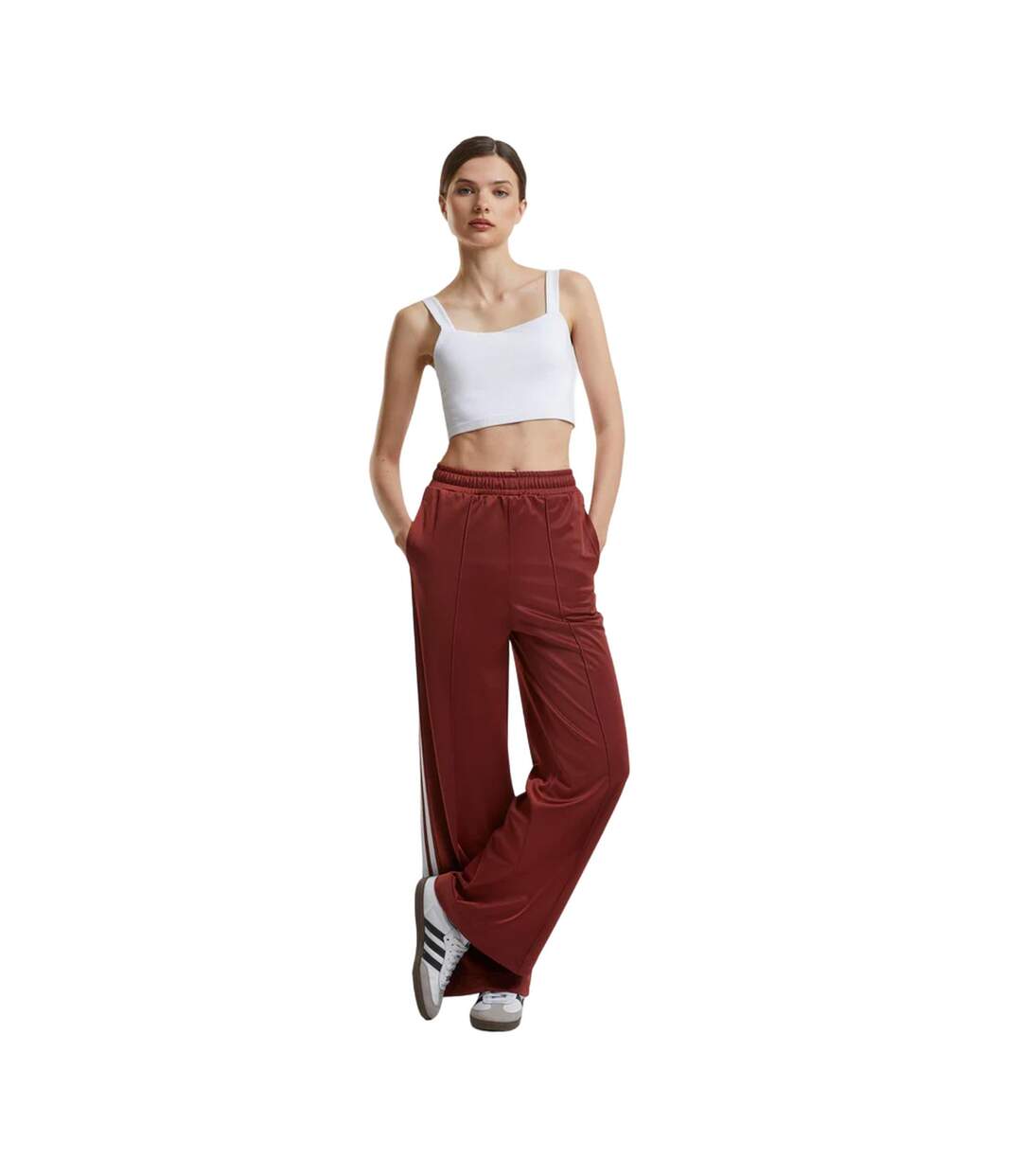 Womens/ladies Pintuck Tracksuit Bottoms Dark Rust Urban Classics-1