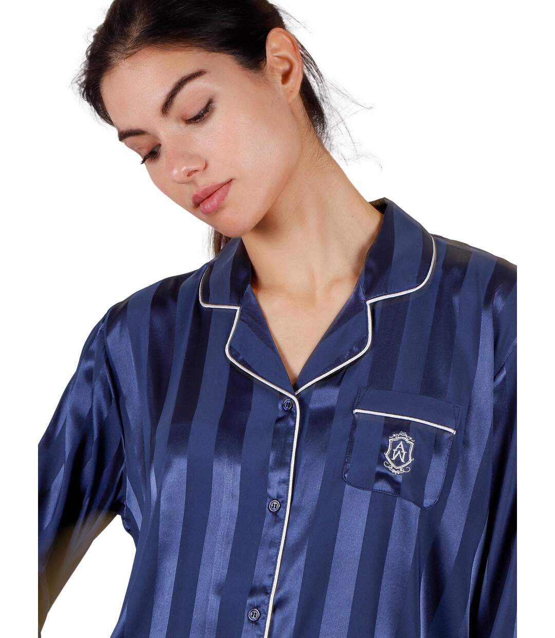 Pyjama tenue d'intérieur chemise et pantalon Satin Stripes Admas-3