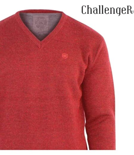 CHALLENGER PINSON2 — Pull uni col V rouge : chaleur et élégance au quotidien