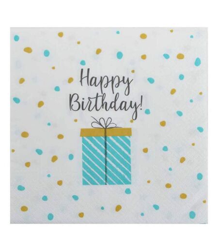 Lot de 20 Serviettes en Papier Birthday 33x33cm Bleu