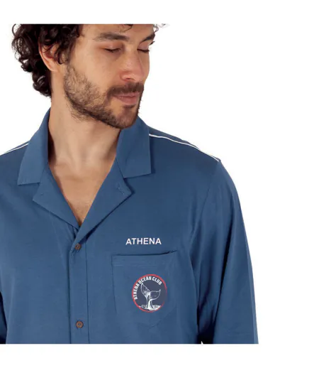 Pyjama long ouvert homme Rayures Ocean Club Athena