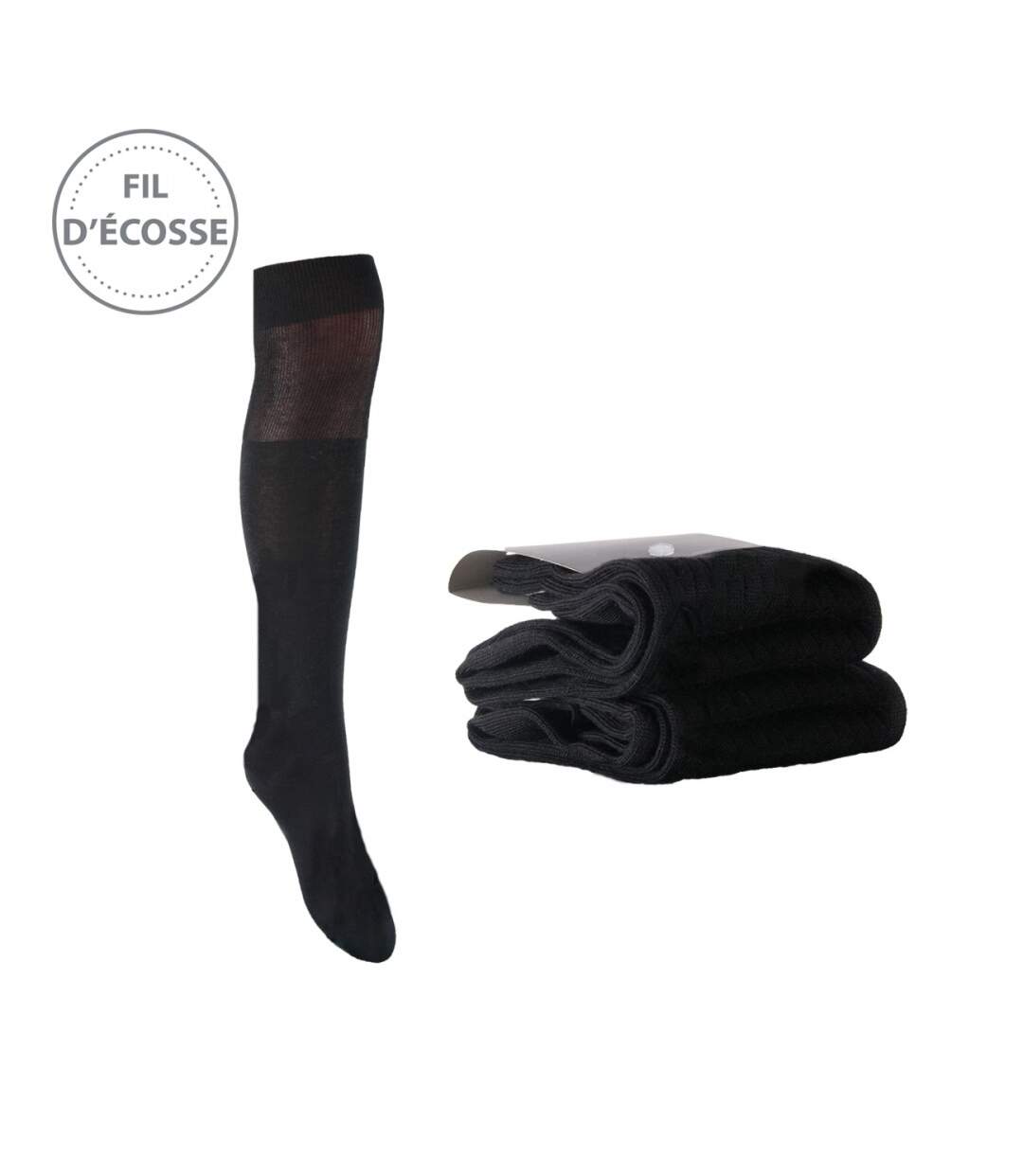 Chaussettes Hautes Homme Lot de 2 Fil d'Ecosse-1