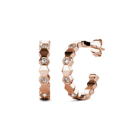 Boucles d'oreilles Curved - Or Rosé et Cristal