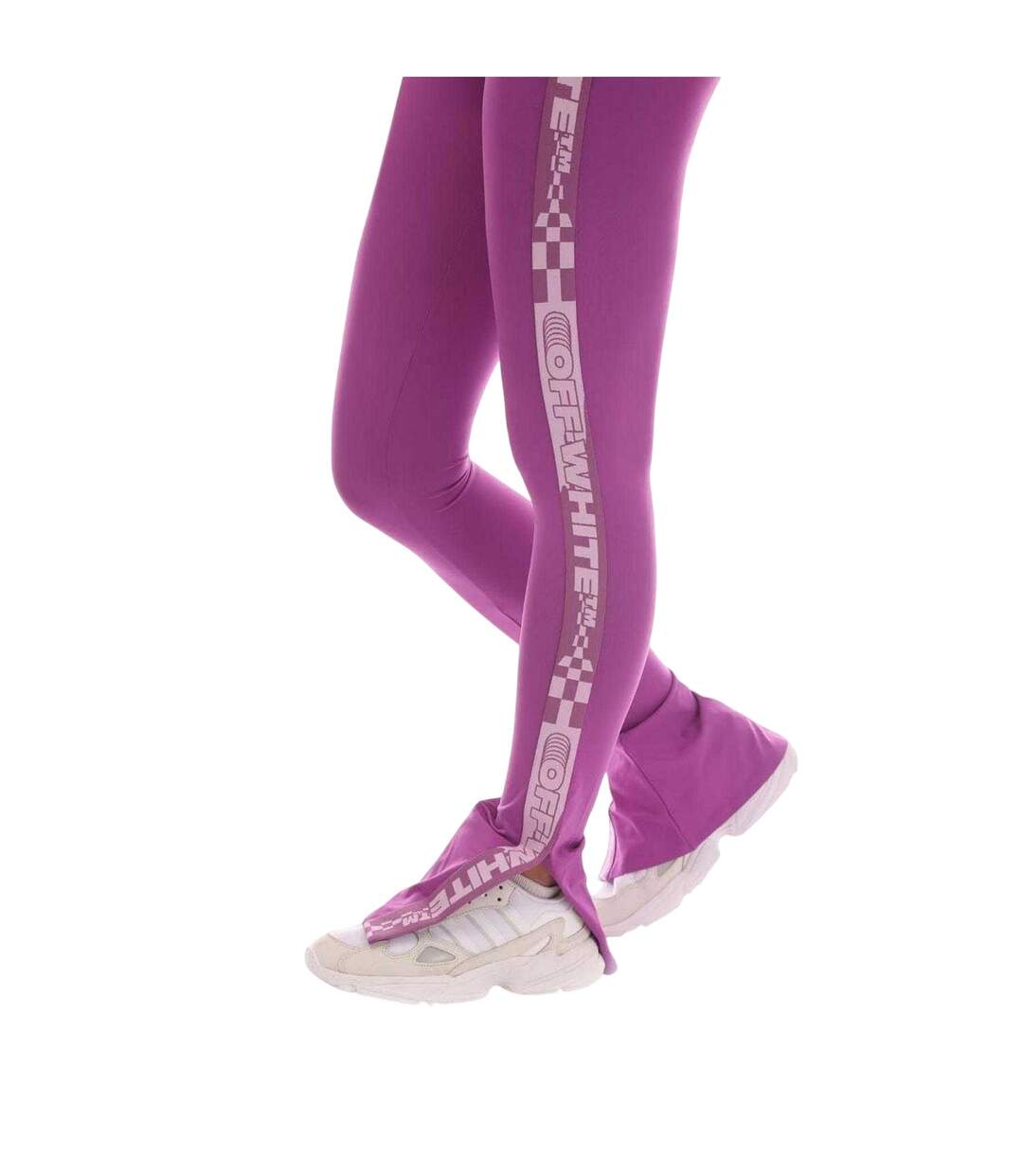 Legging Motif/style Logo Et Bande Femme Rose Off White-3