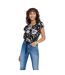 Womens/ladies Vic Floral Crew Neck Short-sleeved Blouse Night Sky Only-4