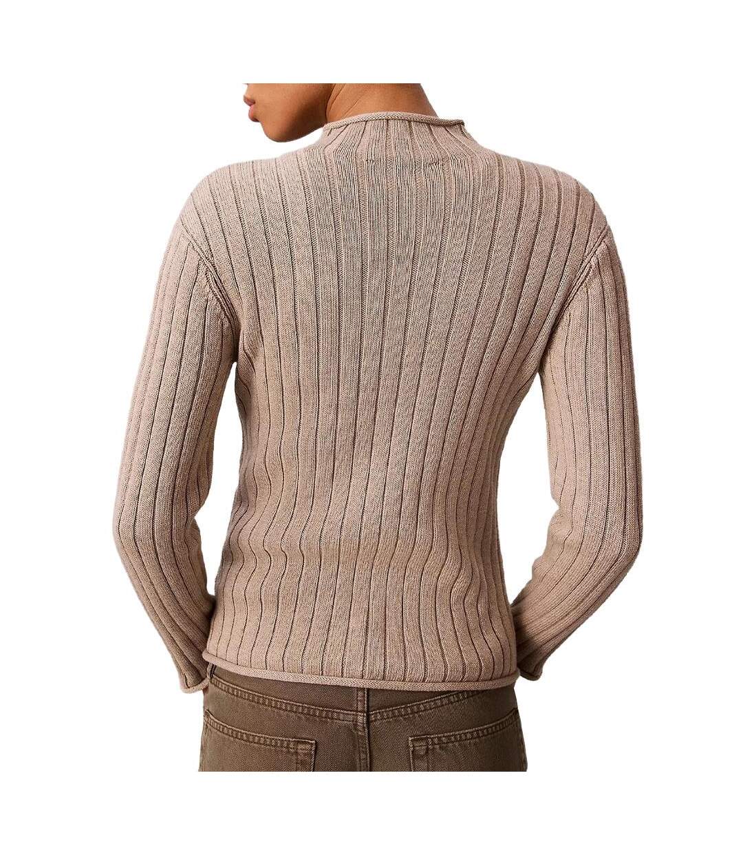 Pull beige foncé femme calvin klein jeans woven label-2