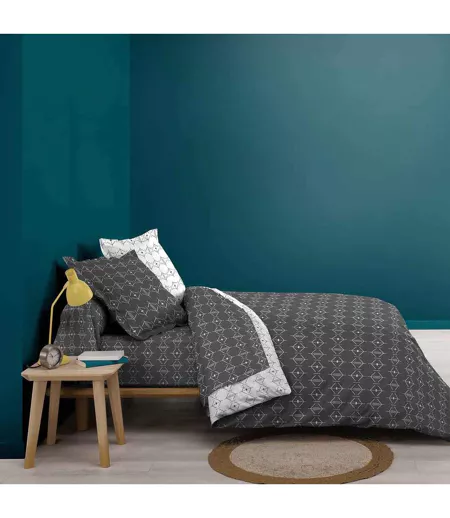 Drap Housse en Coton Aristide 140x190cm Anthracite