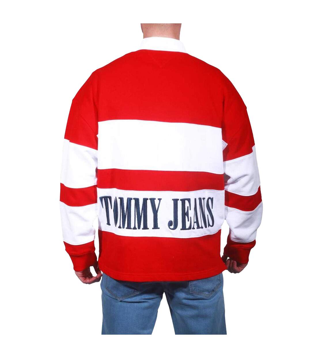 Sweat Motif/style Rayures Contrastées Homme Rouge Cramoisi Blanc Tommy Jeans-2