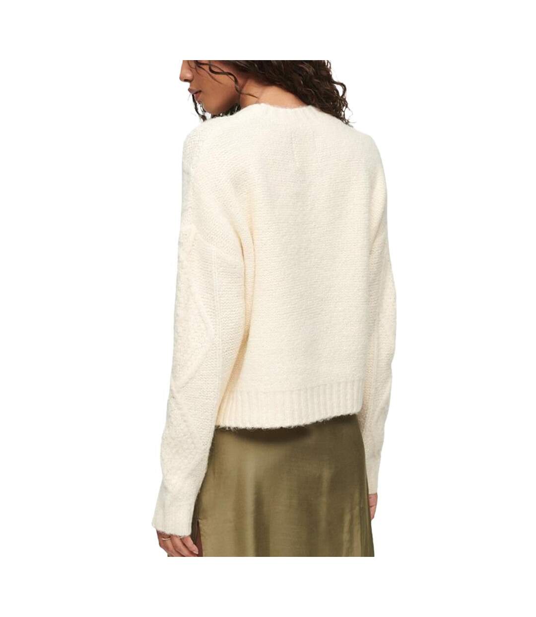 Pull blanc femme superdry chunky - l-2