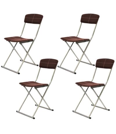 Lot de 4 Chaises pliantes avec surpiqûres - Marron
