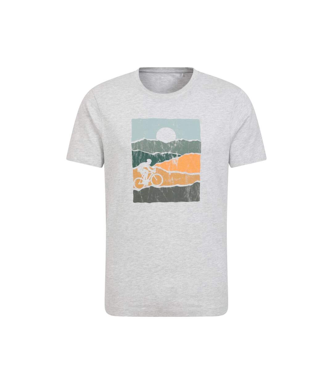 Mens Bike Organic Cotton T-shirt Light Grey Mountain Warehouse-1