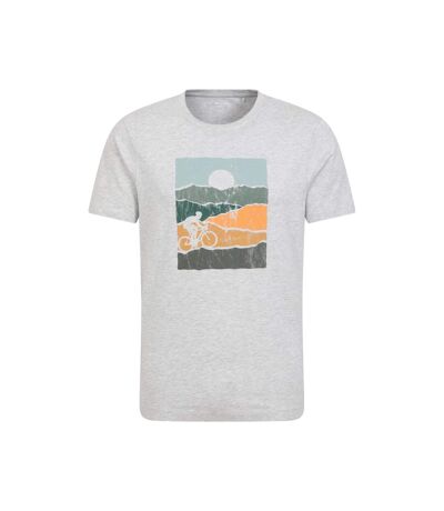 Mens Bike Organic Cotton T-shirt Light Grey Mountain Warehouse