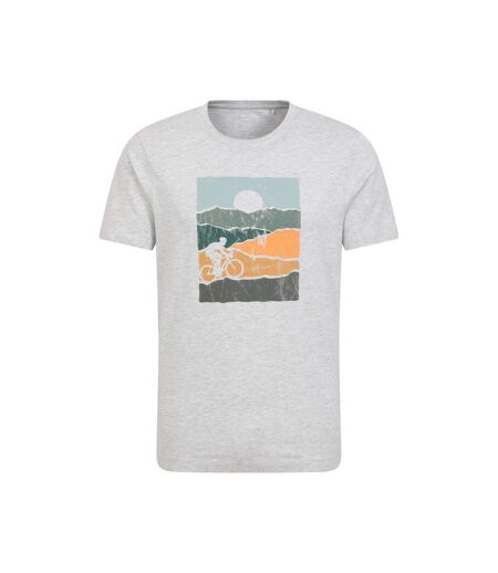 Mens Bike Organic Cotton T-shirt Light Grey Mountain Warehouse