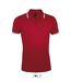 Polo homme coton - 00577 - rouge et bande blanche