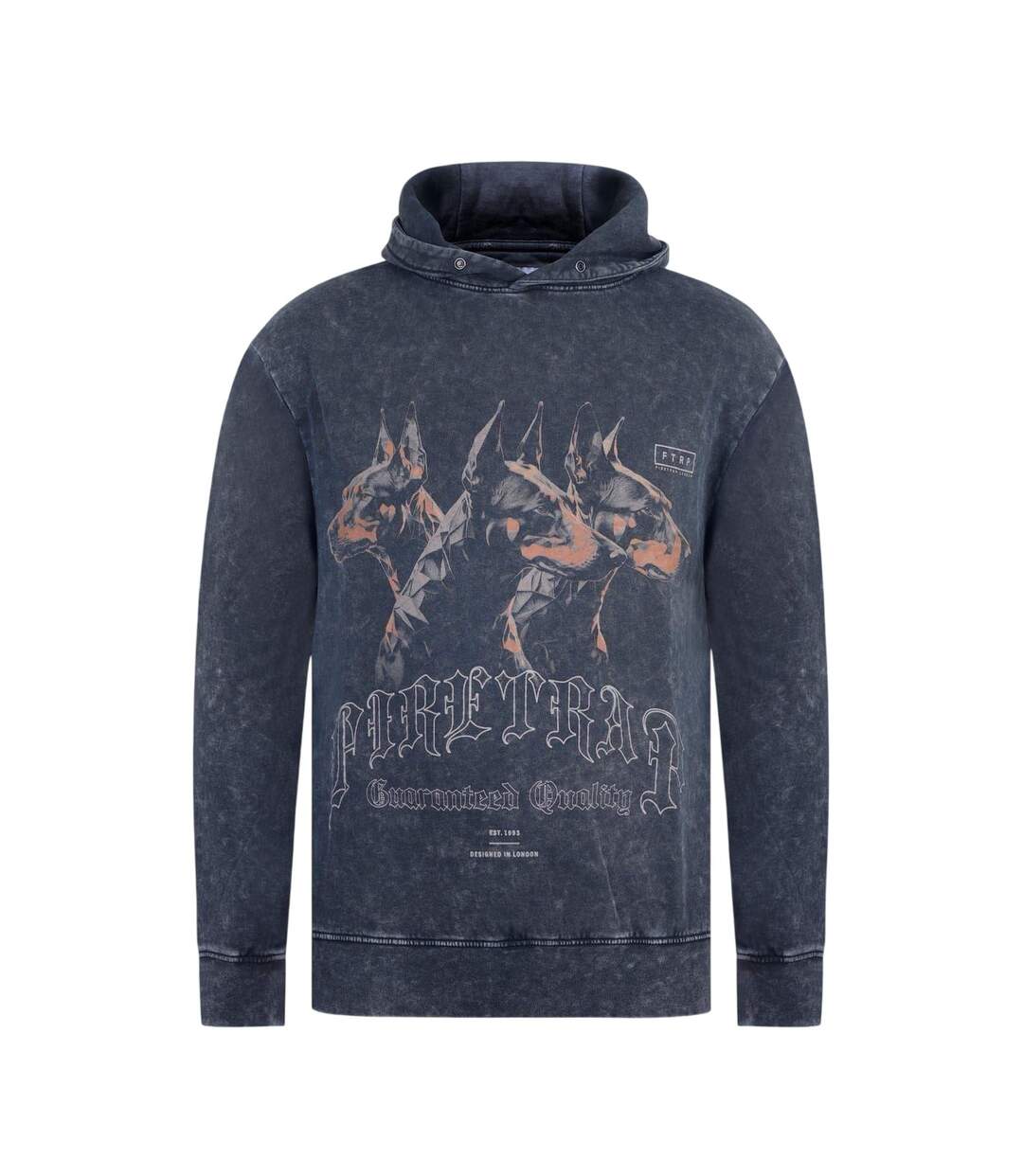 Sweat À Capuche Manches Longues Motif/style Imprimé Graphique Homme Noir Délavé Firetrap-1
