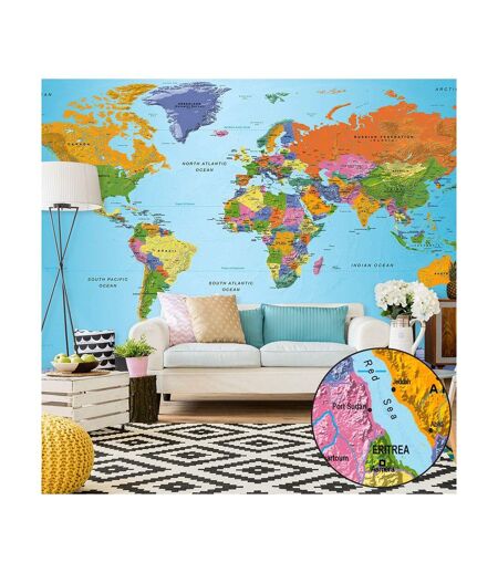 Papier Peint XXL World Map : Colourful Geography II 280x500cm
