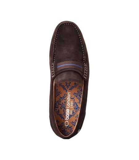 Mens Drum Suede Loafers Burnt Brown Base London