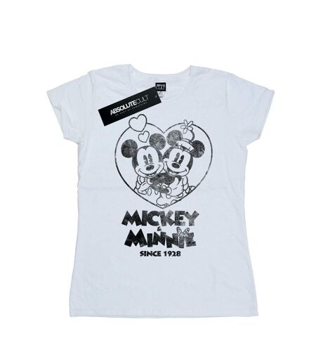 Disney T-shirt en coton Femmes/Ladies Mickey et Minnie Mouse Since 1928 (Blanc) - UTBI31495