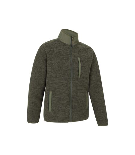 Mens Hayfield Faux Fur Lined Full Zip Fleece Top Khaki Green Mountain Warehouse