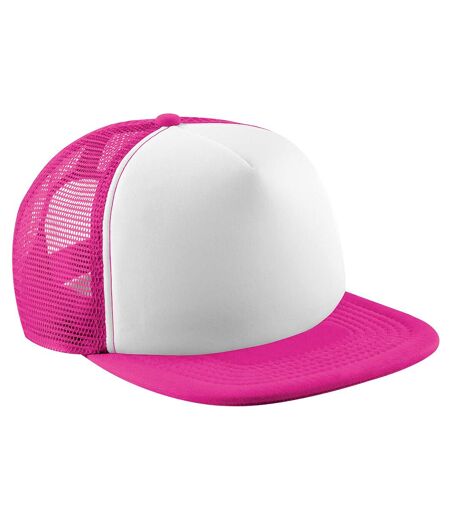 Casquette Camionneur Vintage Enfant Unisexe Fuchsia Blanc Beechfield