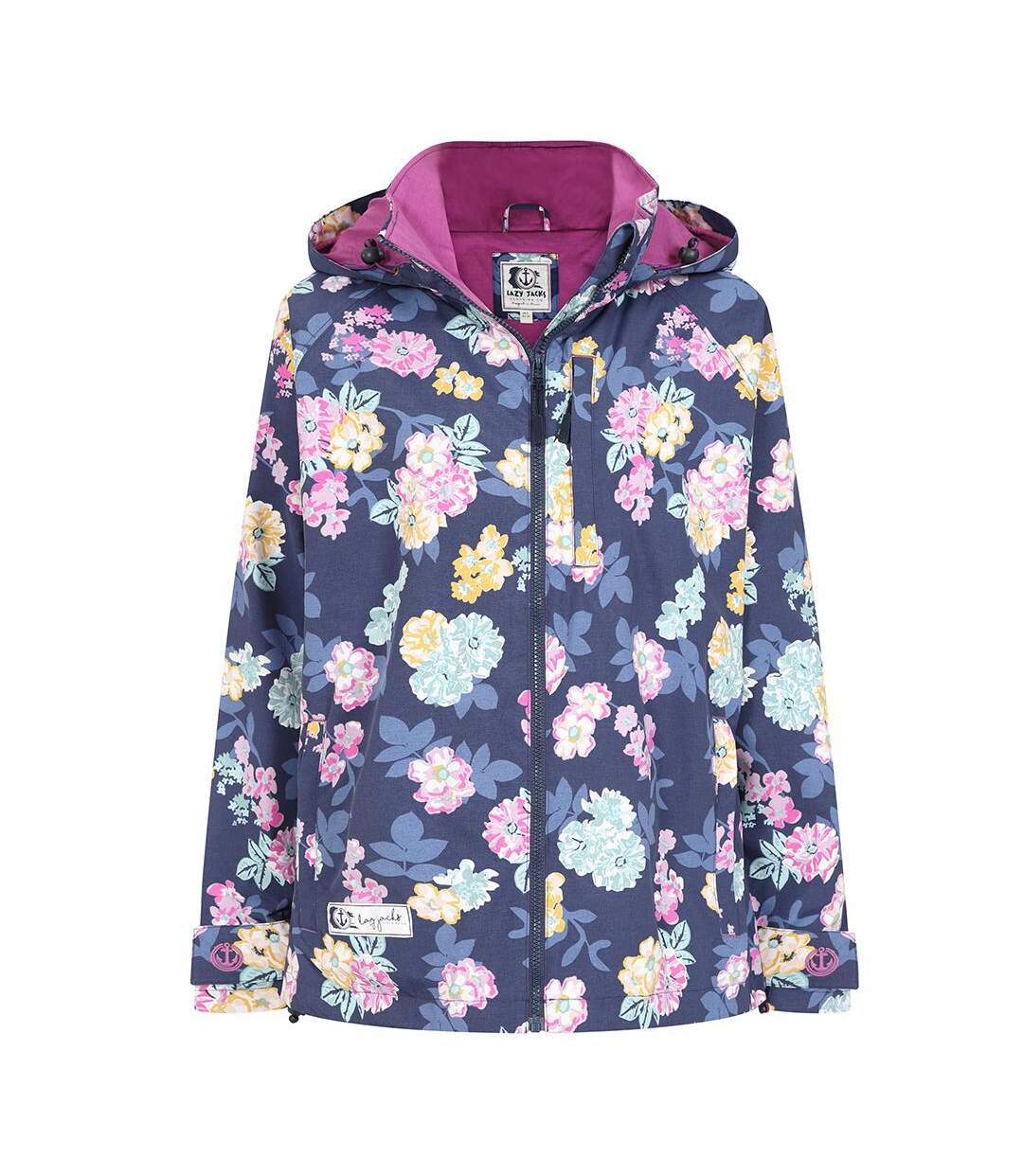 Veste Imperméable Motif/style Fleurs Femme Bleu Marine Rose Jaune Lazy Jacks-1