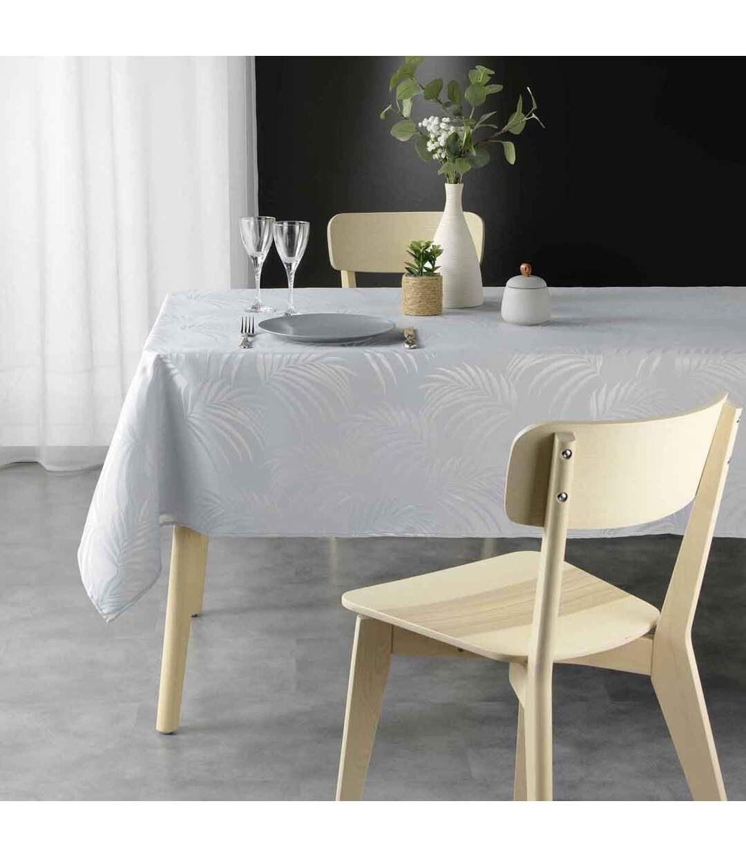 Nappe Jacquard Plumette 140x240cm Gris-3