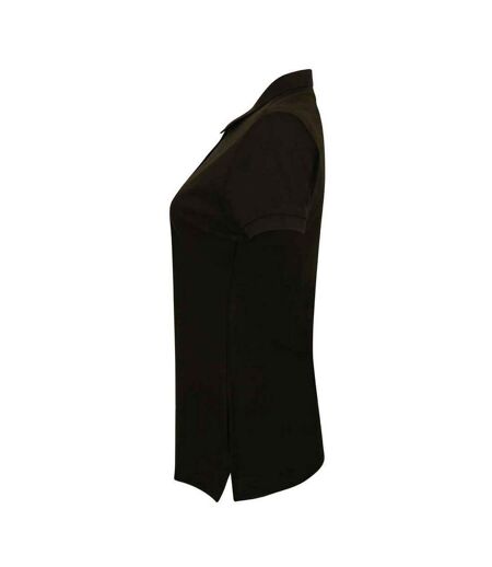 Henbury Womens/Ladies Cotton Pique Modern Polo Shirt (Black) - UTPC6443