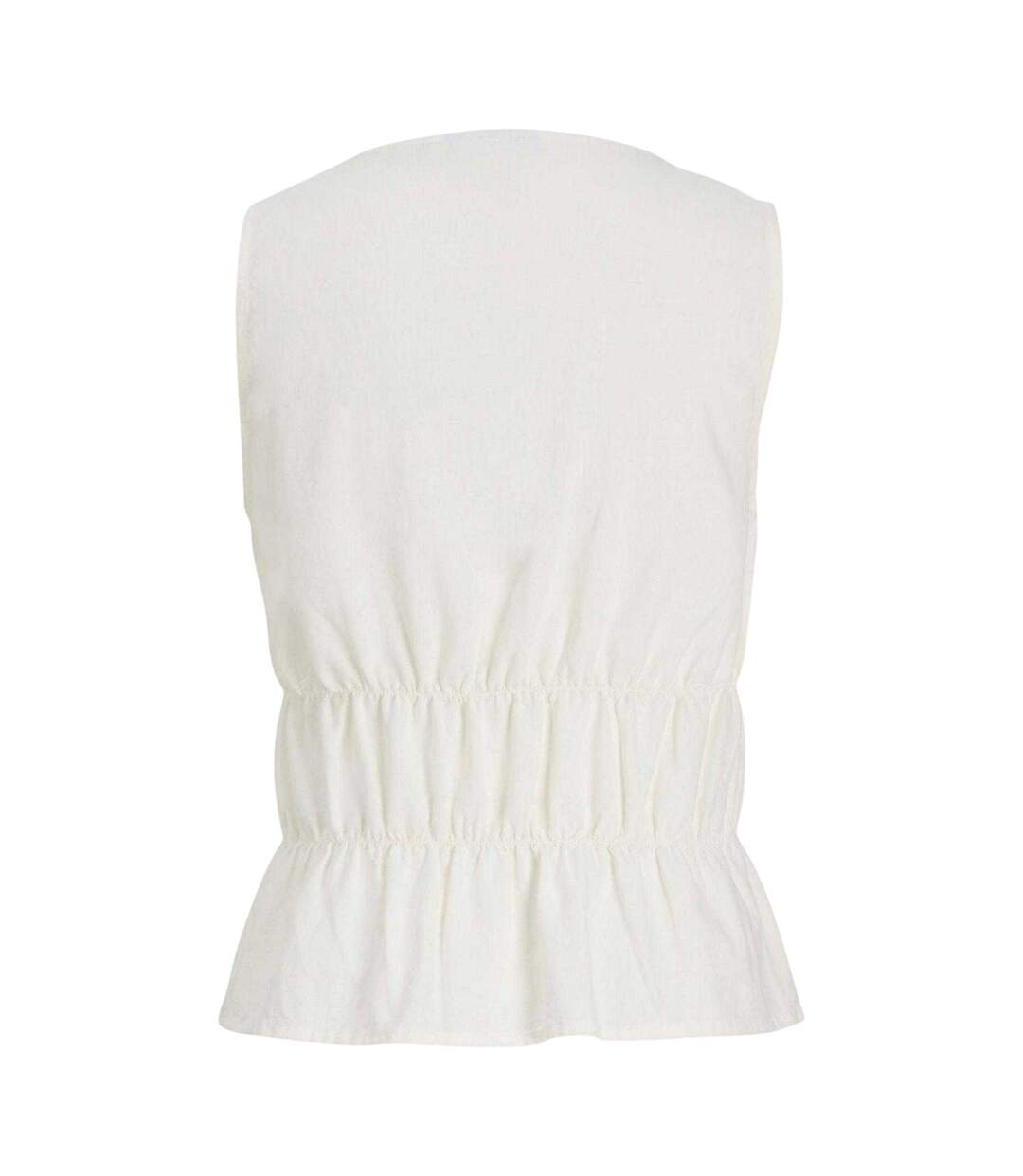Womens/ladies Linen Front Tie Sleeveless Top Blanc De Blanc JJXX-3