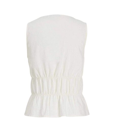 Womens/ladies Linen Front Tie Sleeveless Top Blanc De Blanc JJXX